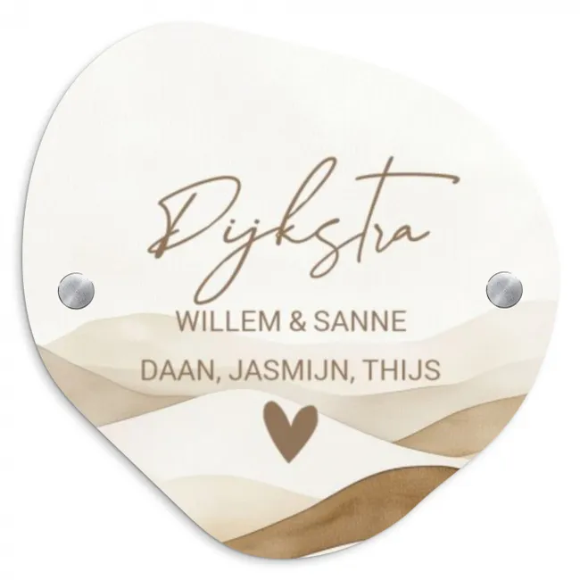 Naambordje voordeur - Organisch - Beige landschap - Sierlijk