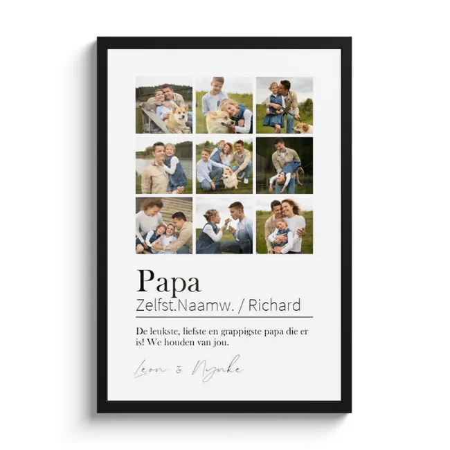 Poster met lijst - Papa betekenis collage