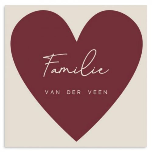 Naambordje voordeur - Vierkant - Rood hart - Sierlijk