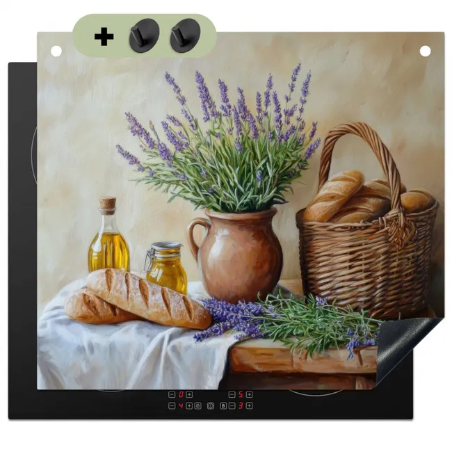 Inductie beschemer met haakjes - Lavendel - Brood - Stilleven