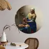 Het melkmeisje - Schilderij van Johannes Vermeer Wandcirkel behangsticker middel -sfeer3
