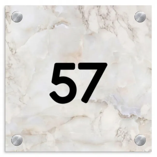 Naambordje voordeur - Vierkant - Beige marmer - Traditioneel