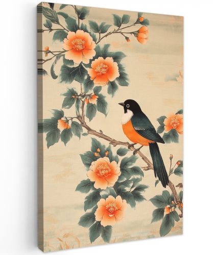 Vogel - Tak - Bloemen - Oranje