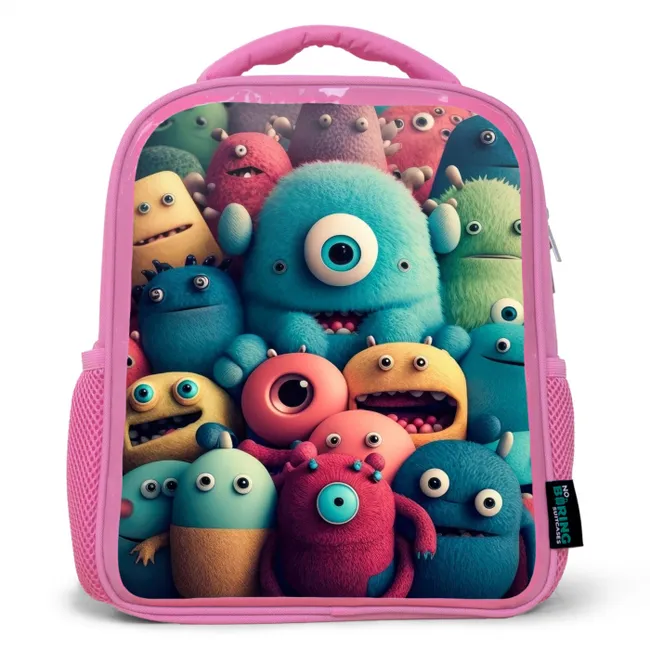Monster Menigte Kinderrugzak - Roze middel -3d