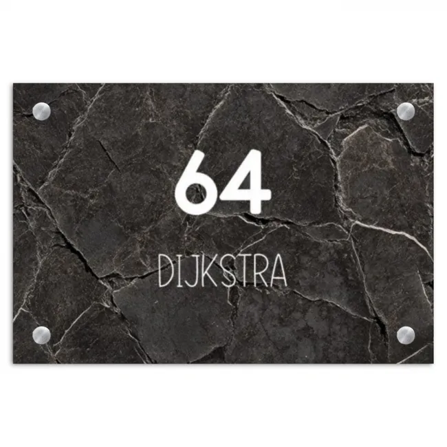 Naambordje voordeur - Rechthoek - Gebarsten steen - Modern