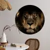 Leeuw - Dieren - Zwart - Portret Wandcirkel behangsticker middel -sfeer3