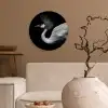 Kraanvogel - Zwart - Wit - Vogel - Dieren Wandcirkel kunststof plaat 5mm dik klein -sfeer1