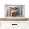Schotse hooglander - Koe - Berg - Doorkijk Spatscherm Aluminium klein -3d_zonderpan