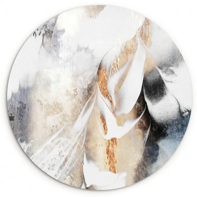 Abstract - Gold - Design - Luxe Wandcirkel kunststof plaat 5mm dik klein -3d