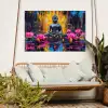 Buddha - Bloemen - Kaarsen - Geel tuinposter los doek groot -sfeer7