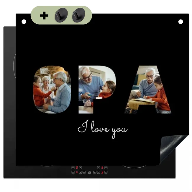 2 in 1 Inductie beschermer - Opa met foto's