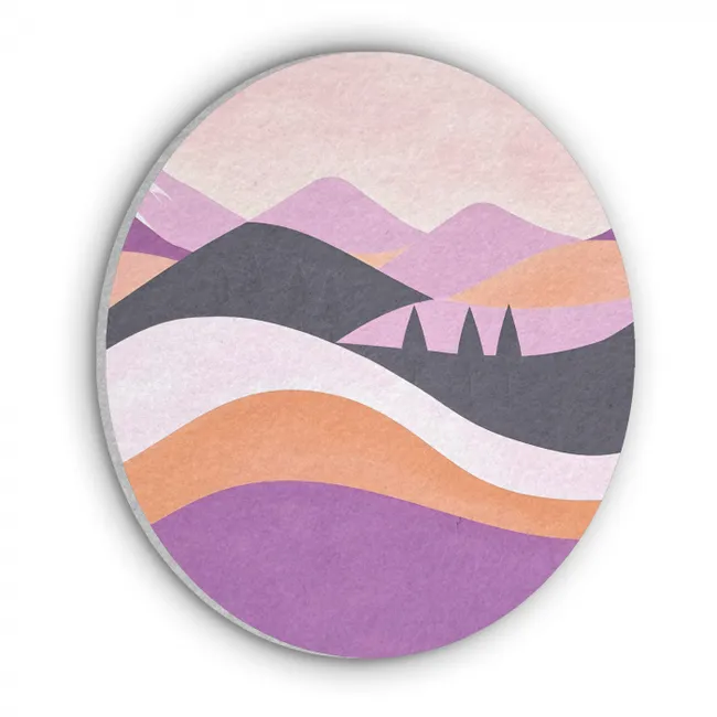 Akoestisch schilderij rond  - Abstract - Heuvels - Bomen - Groen