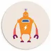 Robot - Antenne - Oranje - Bliksemschicht - Jongen - Kids Wandcirkel kunststof plaat 5mm dik klein -3d