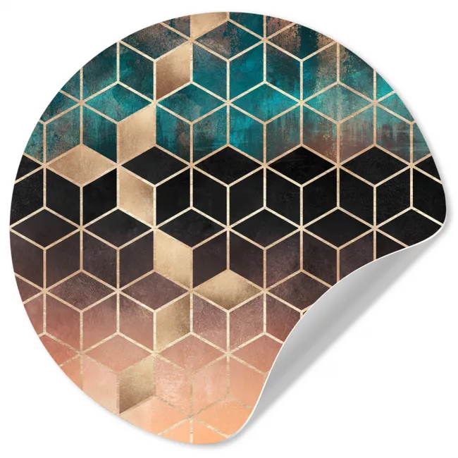 Abstract - Kubus - Goud - Patronen - Luxe Wandcirkel behangsticker klein -3d