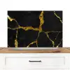 Marmer - Goud - Zwart - Marmerlook - Glitter Spatscherm Aluminium middel -3d_zonderpan