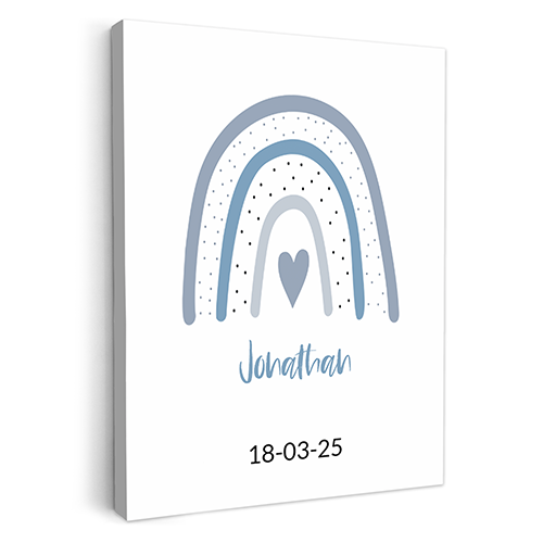 Canvas - Geboortecadeau regenboog blauw