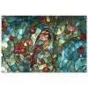 Vogel - Tak - Rozen - Mozaïek tuinposter los doek groot -3d
