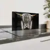 Schotse hooglander - Goud - Hoorns - Zwart wit - Koe - Dieren Spatscherm Aluminium klein -zzproduct_nieuw
