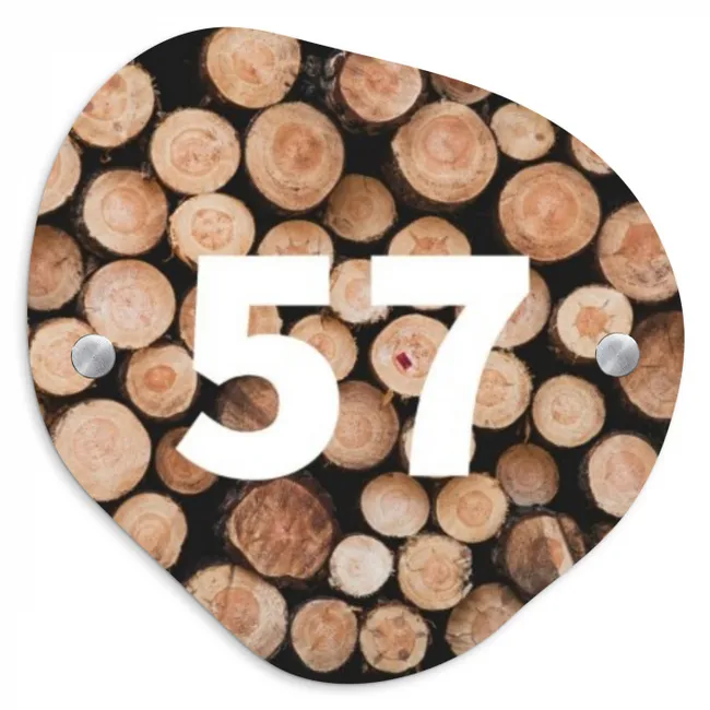 Naambordje voordeur - Organisch - Houtstapel - Traditioneel