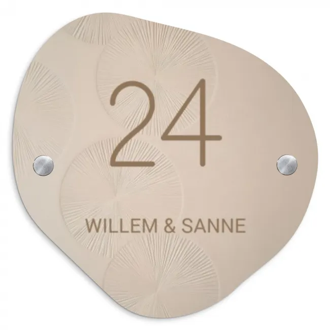 Naambordje voordeur - Organisch - Beige reliëf lijnen - Klassiek