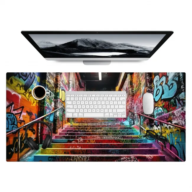 Trap - Graffiti - Kleuren - Kunst Muismat XXL middel -3d