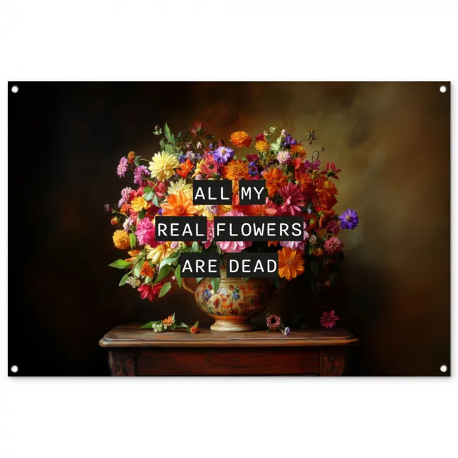 Kleur - Bloemen - Vintage - Bloemenvaas tuinposter los doek groot -3d