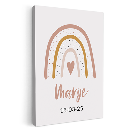 Canvas - Geboortecadeau regenboog roze