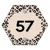 Beige luipaardprint - Traditioneel Naambord Hexagon klein -3d
