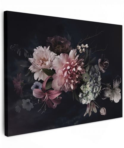 Bloemen - Vintage - Pastel - Zwart - Boeket