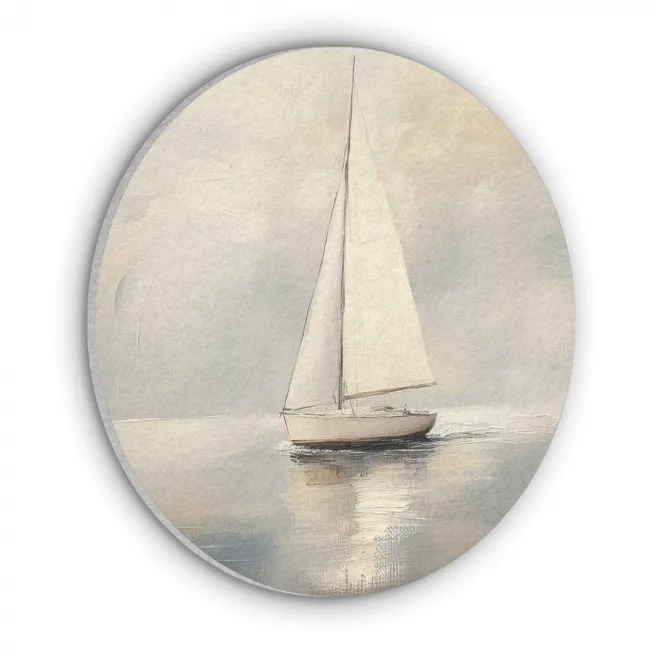 Zeilschip - Zee - Bewolkt Akoestische PET Vilt - Rond klein -3d