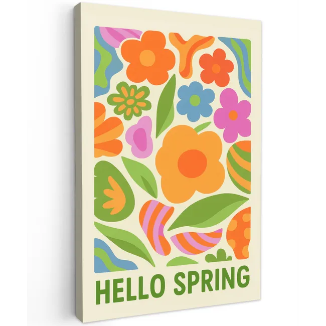 Illustratie - Bloemen - Quote - Kleurrijk Tuinposter op houten frame 2 cm dik klein -3d