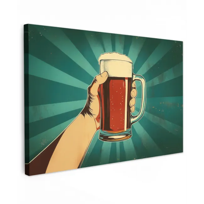 Bierglas - Schuim - Retro - Groen Tuinposter op houten frame 2 cm dik klein -3d