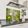 Bloemen - Natuur - Groen - Gras - Paars - Wit Spatscherm Aluminium middel -zzproduct_nieuw