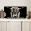 Schotse hooglander - Goud - Hoorns - Zwart wit - Koe - Dieren Spatscherm Aluminium klein -sfeer2