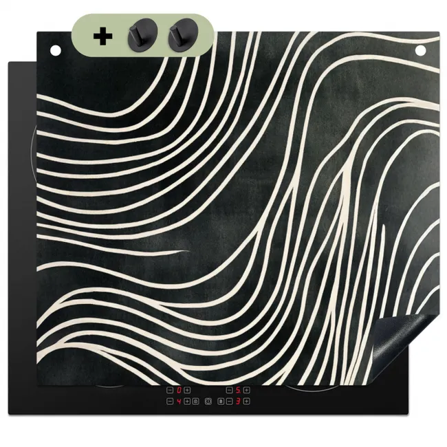 Inductie beschermer met haakjes - Lijnen - Patroon - Abstract - Wit