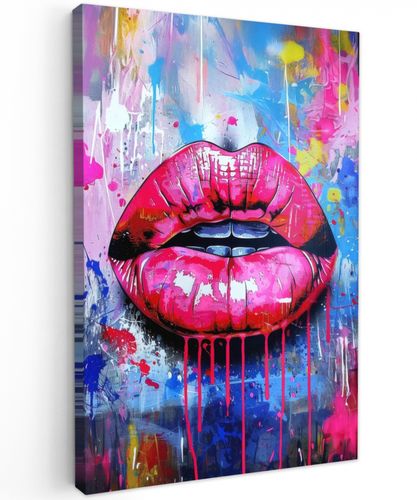 Graffiti - Lippen - Felroze - Geschilderd