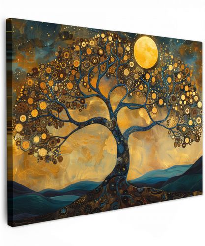Boom - Maan - Bloemen - Goud - Kunst