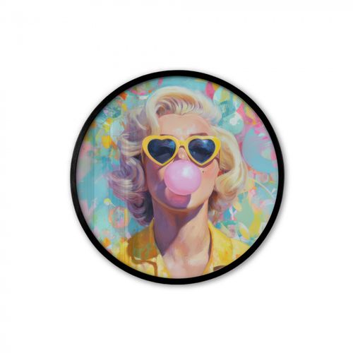 Vrouw - Blond - Roze kauwgom - Kleurrijk - Pastel