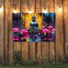 Buddha - Bloemen - Kaarsen - Geel tuinposter los doek groot -sfeer1