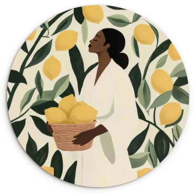 Muurcirkel - Vrouw - Mand - Citroenen - Bladeren