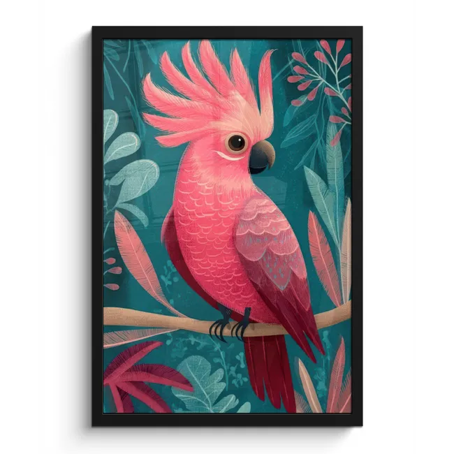 Poster met lijst - Kaketoe - Tropische bladeren - Tak