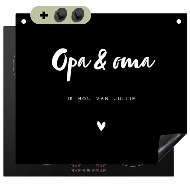 2 in 1 Inductie beschermer - Opa en Oma met tekst