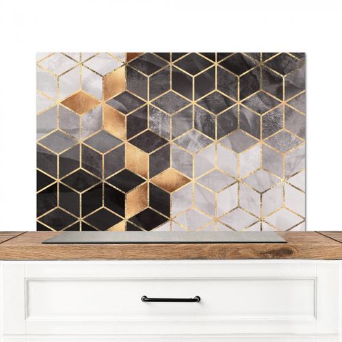 Abstract - Kubus - Goud - Patronen - Zwart - Wit
