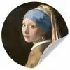 Meisje met de Parel - Schilderij van Johannes Vermeer Wandcirkel behangsticker klein -3d