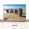 Zand - Strand - Paal - Water - Zomer Spatscherm Aluminium middel -3d_zonderpan