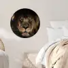 Leeuw - Dieren - Zwart - Portret Wandcirkel behangsticker middel -sfeer4