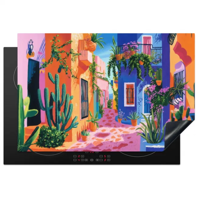 Geel - Blauw - Oranje - Huis Inductie beschermer vinyl 3mm klein -3d