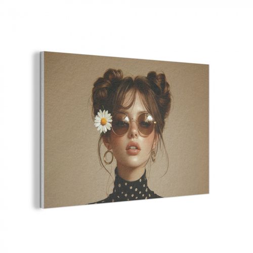 Vrouw - Beige - Bloem - Modern - Portret