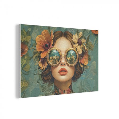 Vrouw - Bloemen - Vlinders - Natuur - Vintage