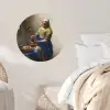 Het melkmeisje - Schilderij van Johannes Vermeer Wandcirkel behangsticker middel -sfeer4